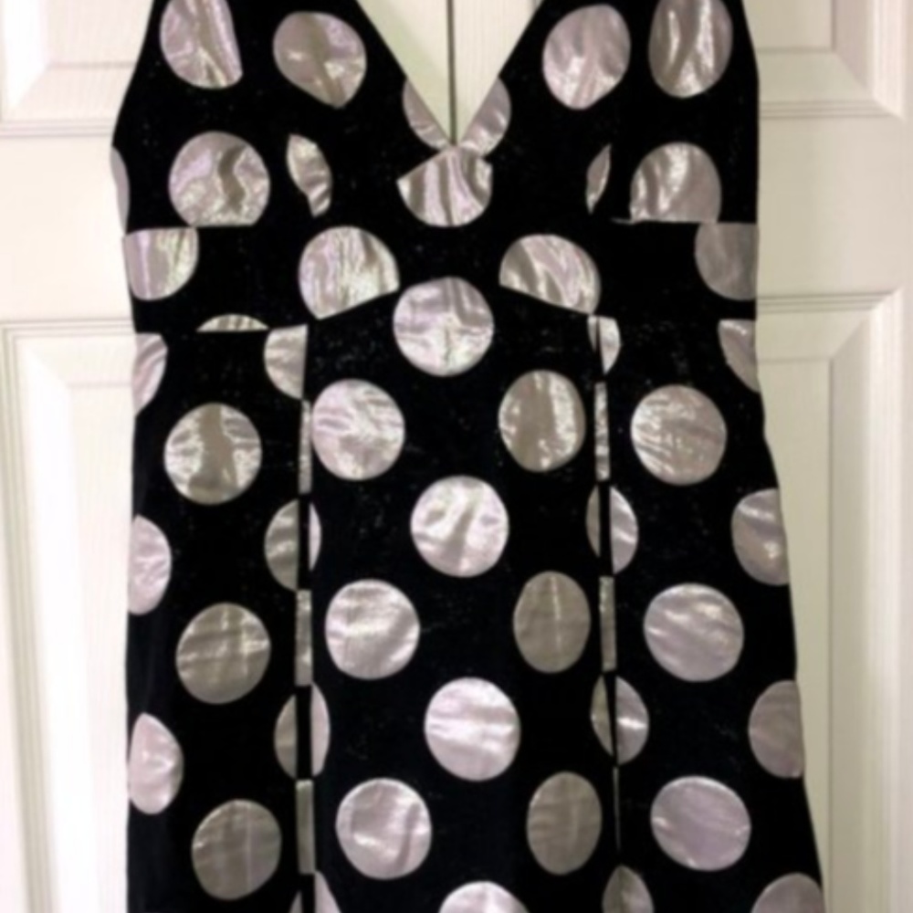 Milly Black and Silver Polka Dot Dress Size 6